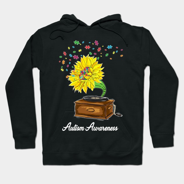 Autism Awareness Sunflower Music Box Hoodie by Dunnhlpp